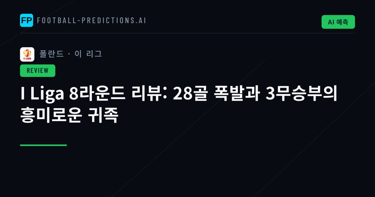 I Liga 8라운드 리뷰: 28골 폭발과 3무승부의 흥미로운 귀족