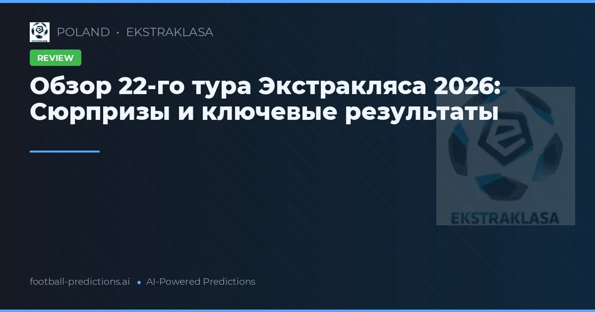Обзор 22-го тура Экстракляса 2026: Сюрпризы и ключевые результаты