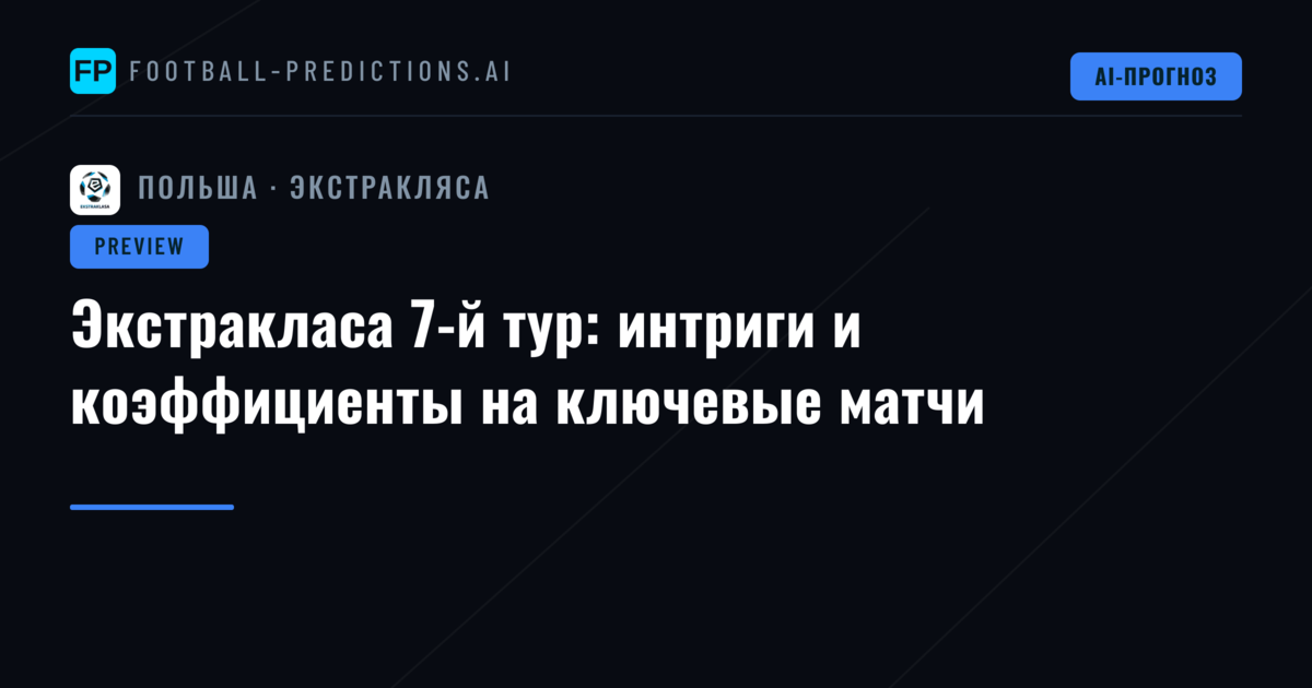 Экстракласа 7-й тур: интриги и коэффициенты на ключевые матчи