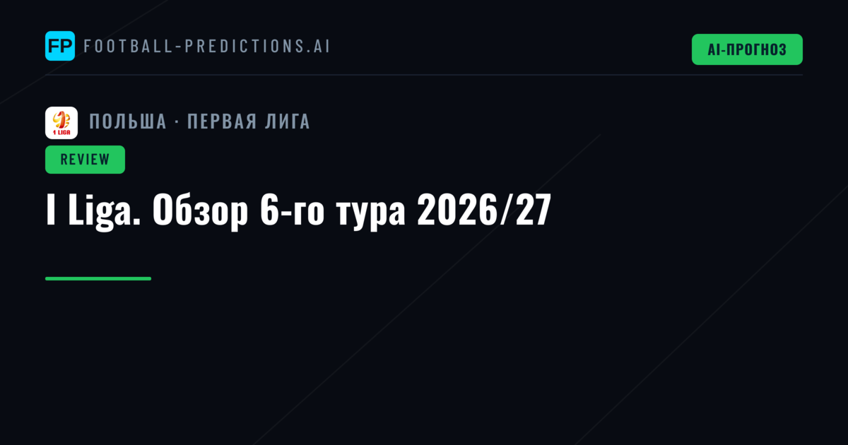 I Liga. Обзор 6-го тура 2026/27