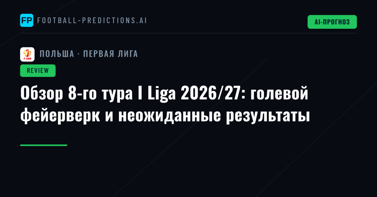 Обзор 8-го тура I Liga 2026/27: голевой фейерверк и неожиданные результаты