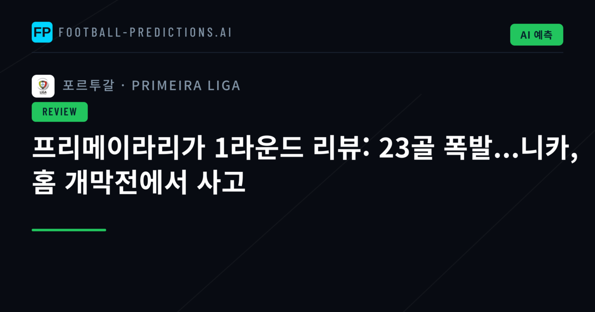 프리메이라리가 1라운드 리뷰: 23골 폭발...니카, 홈 개막전에서 사고