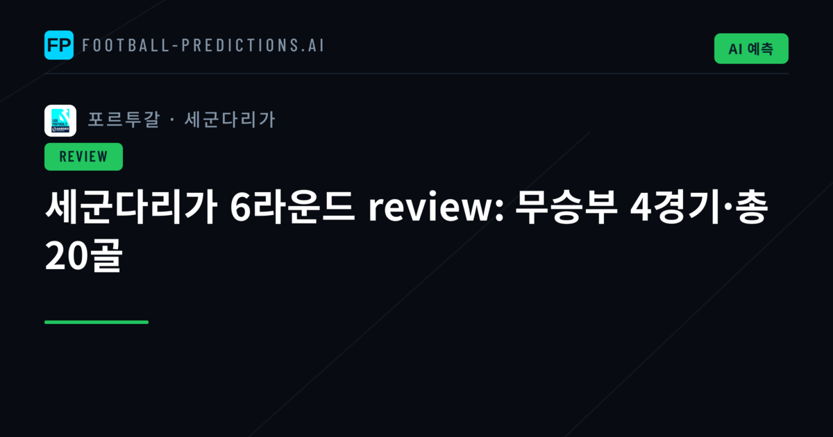 세군다리가 6라운드 review: 무승부 4경기·총 20골