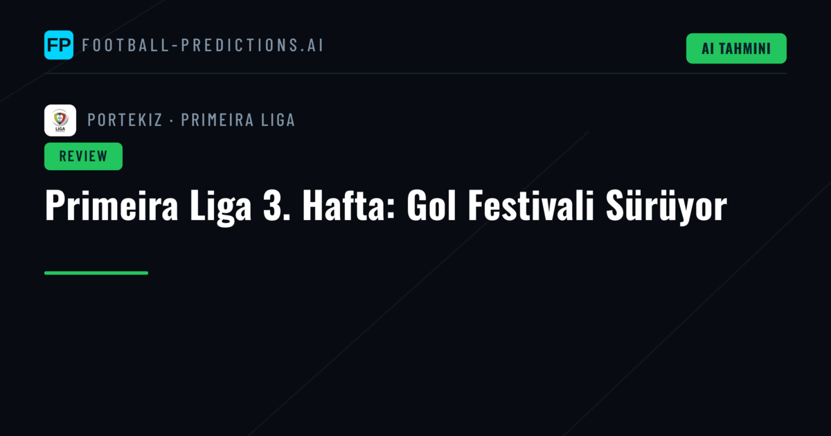 Primeira Liga 3. Hafta: Gol Festivali Sürüyor