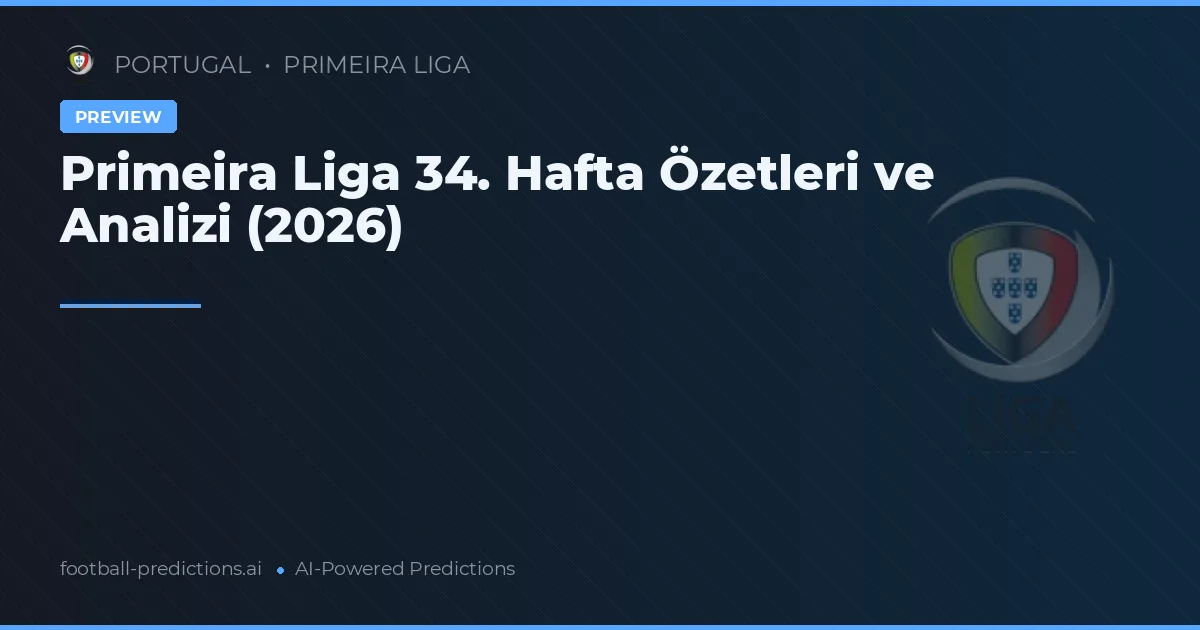 Primeira Liga 34. Hafta Özetleri ve Analizi (2026)