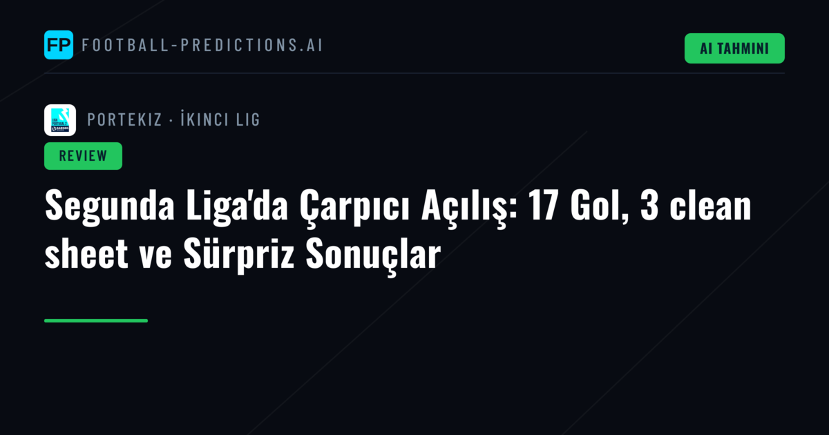 Segunda Liga'da Çarpıcı Açılış: 17 Gol, 3 clean sheet ve Sürpriz Sonuçlar