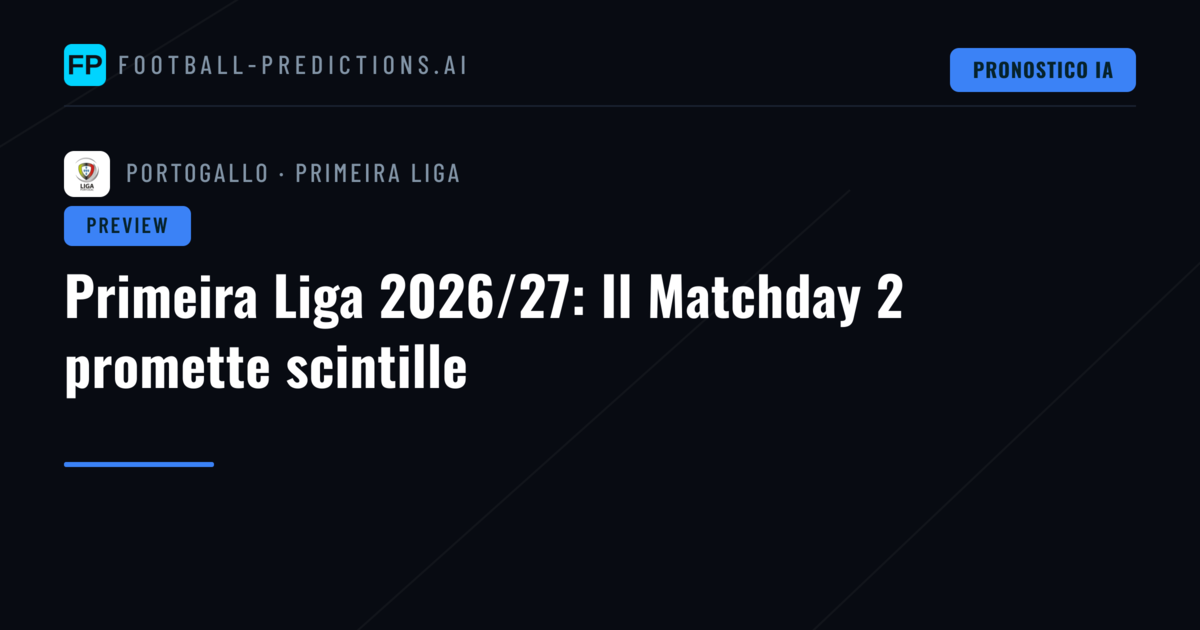 Primeira Liga 2026/27: Il Matchday 2 promette scintille