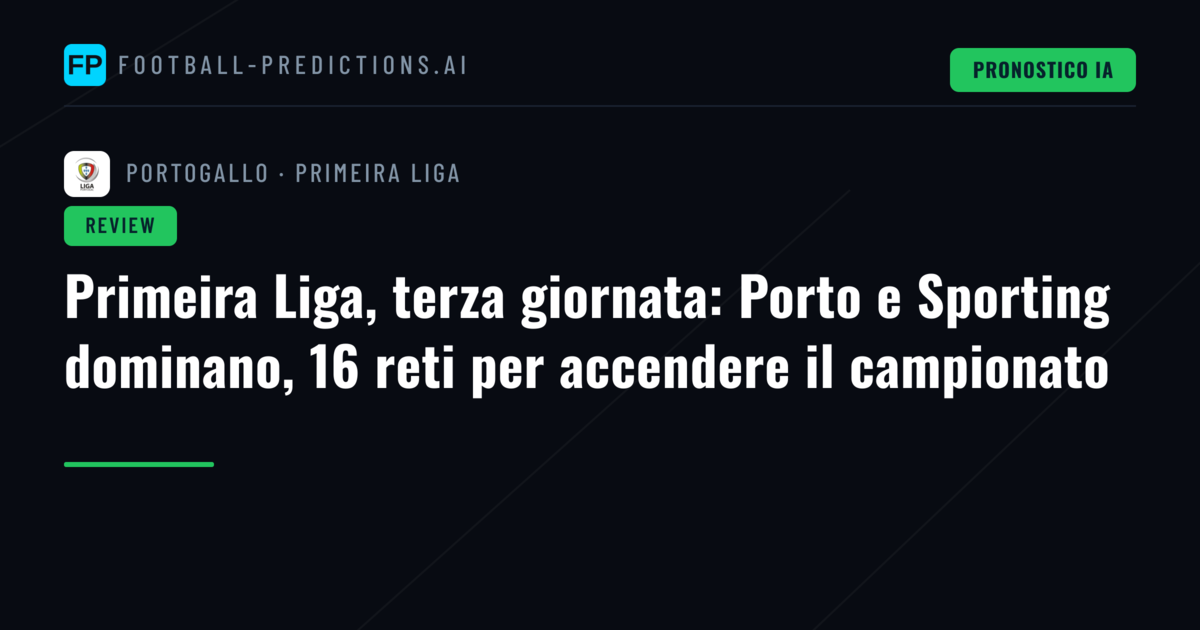 Primeira Liga, terza giornata: Porto e Sporting dominano, 16 reti per accendere il campionato