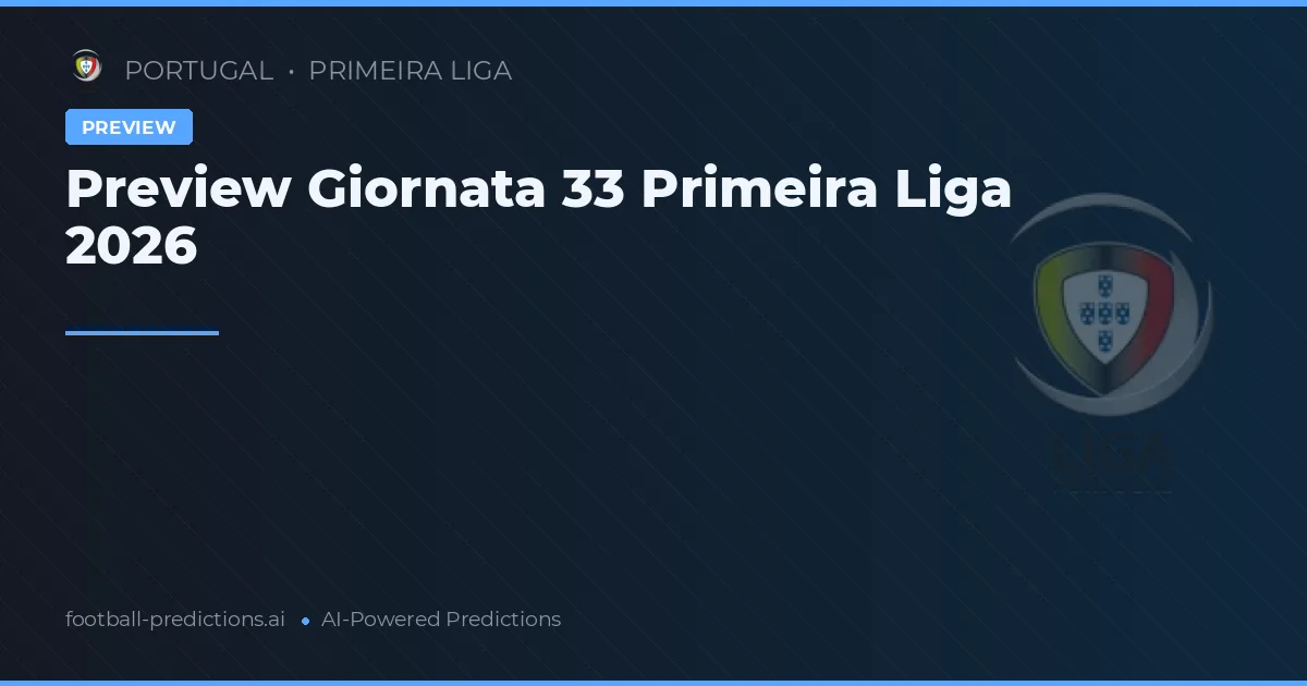 Preview Giornata 33 Primeira Liga 2026