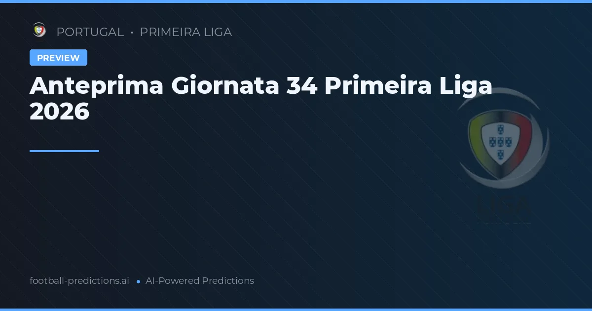Anteprima Giornata 34 Primeira Liga 2026