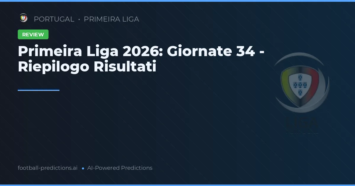 Primeira Liga 2026: Giornate 34 - Riepilogo Risultati