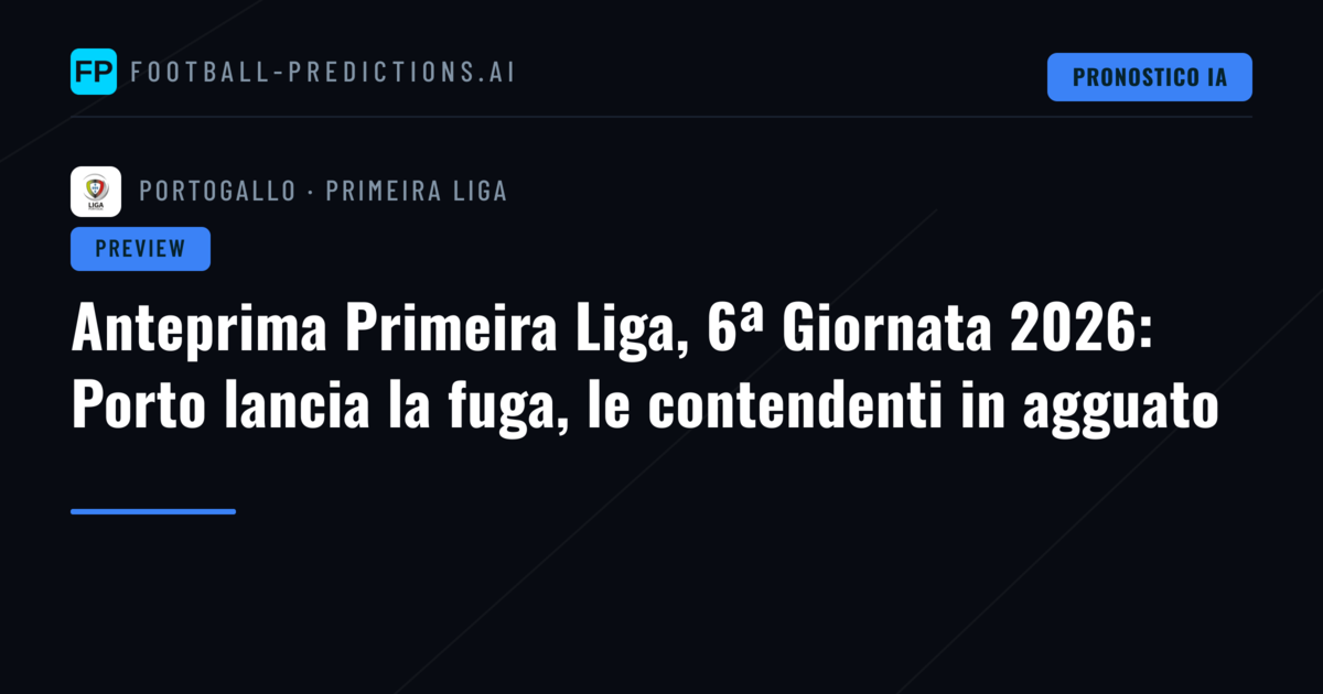 Anteprima Primeira Liga, 6ª Giornata 2026: Porto lancia la fuga, le contendenti in agguato