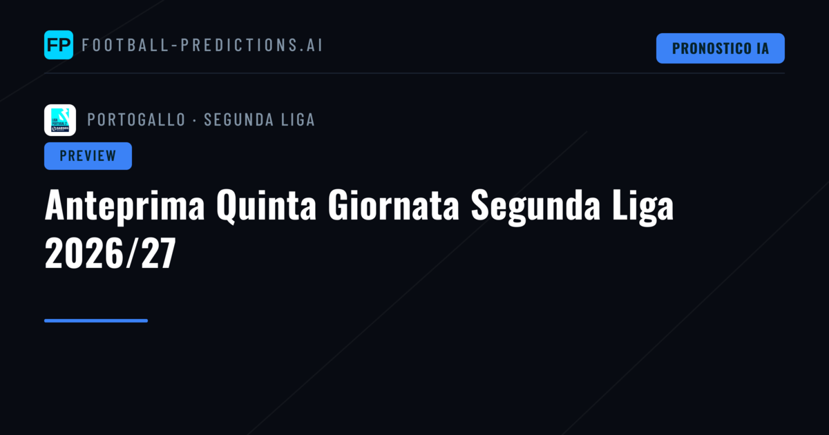 Anteprima Quinta Giornata Segunda Liga 2026/27