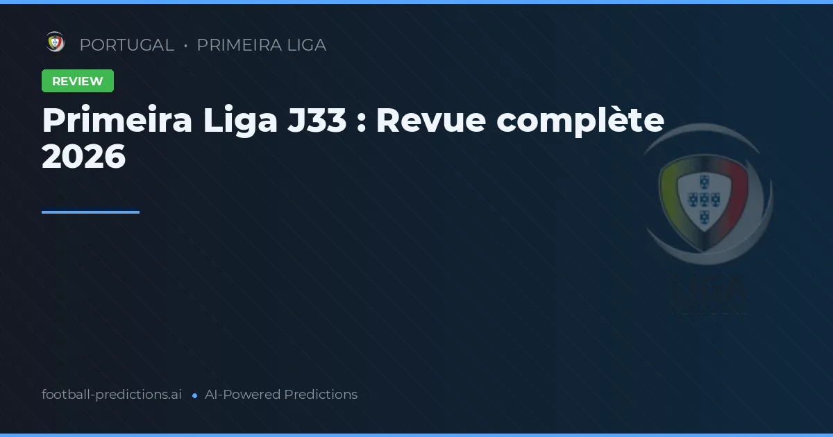 Primeira Liga J33 : Revue complète 2026