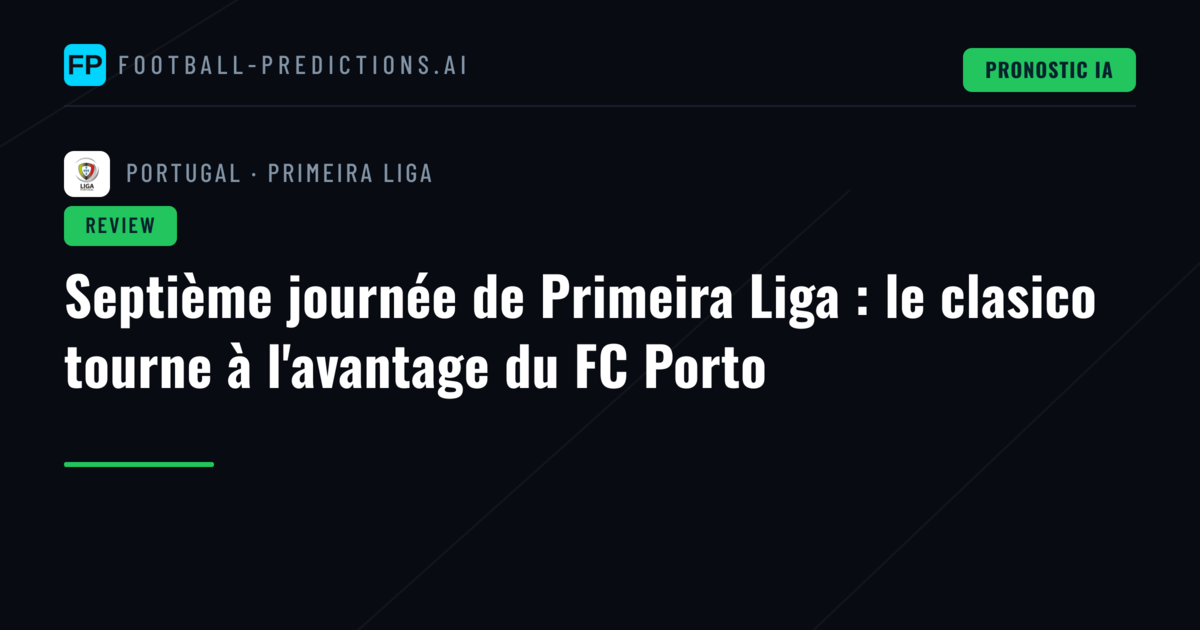 Septième journée de Primeira Liga : le clasico tourne à l'avantage du FC Porto