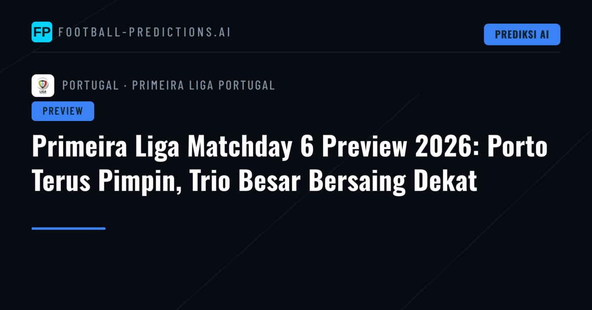 Primeira Liga Matchday 6 Preview 2026: Porto Terus Pimpin, Trio Besar Bersaing Dekat