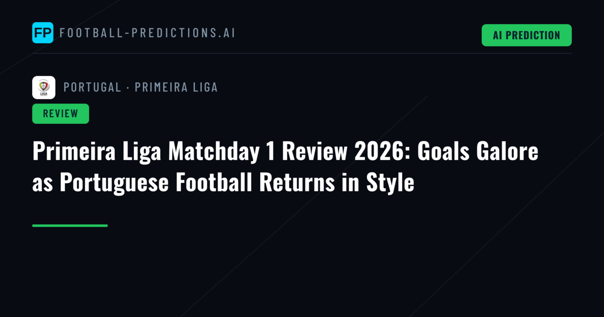 Primeira Liga Matchday 1 Review 2026: Goals Galore as Portuguese Football Returns in Style