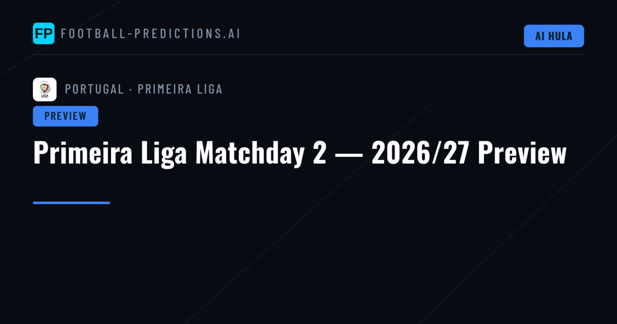 Primeira Liga Matchday 2 — 2026/27 Preview