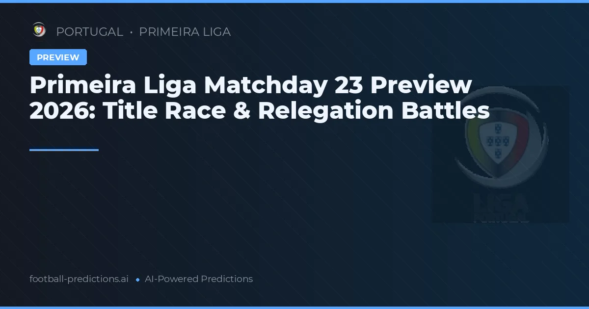 Primeira Liga Matchday 23 Preview 2026: Title Race & Relegation Battles