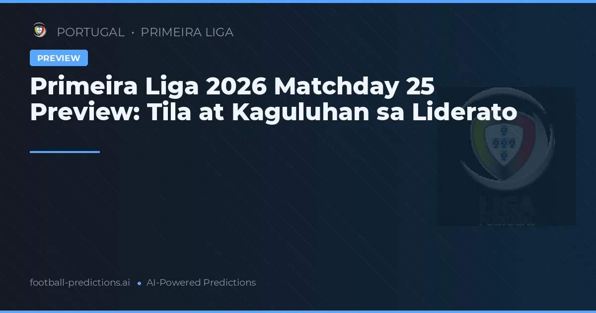 Primeira Liga 2026 Matchday 25 Preview: Tila at Kaguluhan sa Liderato