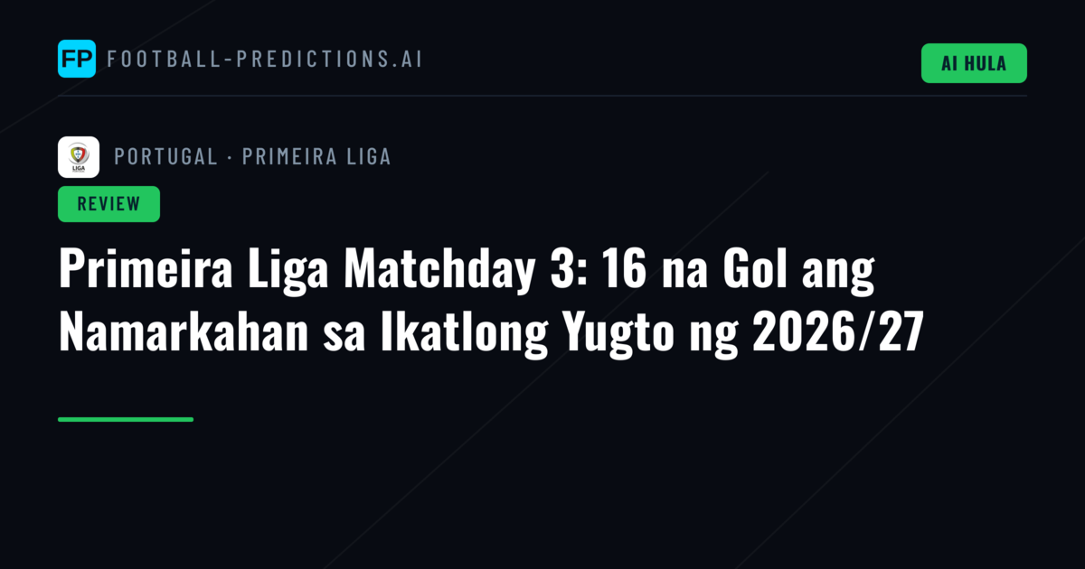 Primeira Liga Matchday 3: 16 na Gol ang Namarkahan sa Ikatlong Yugto ng 2026/27