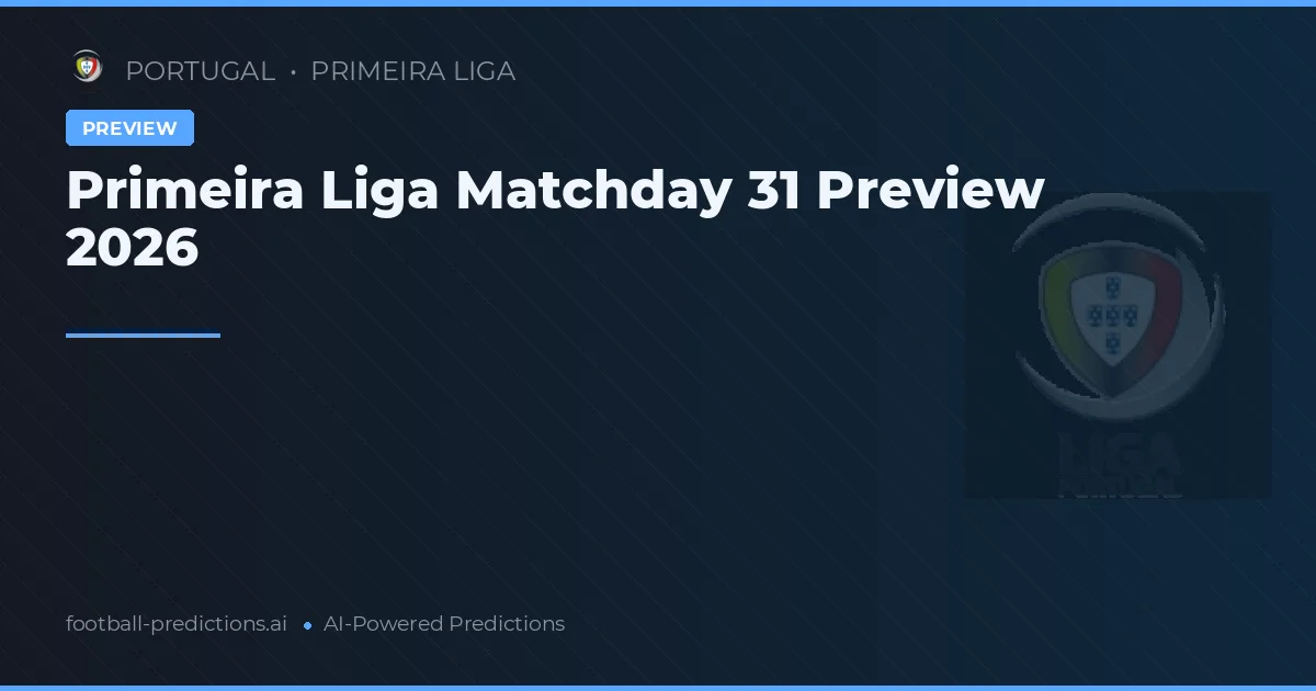 Primeira Liga Matchday 31 Preview 2026