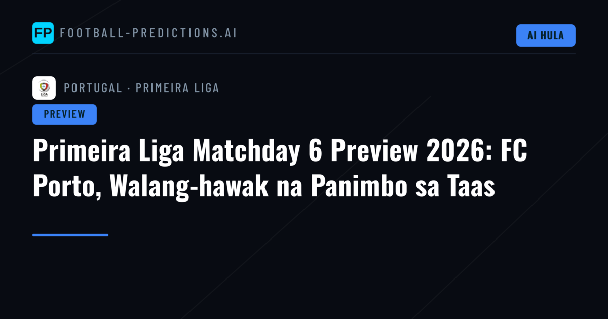 Primeira Liga Matchday 6 Preview 2026: FC Porto, Walang-hawak na Panimbo sa Taas