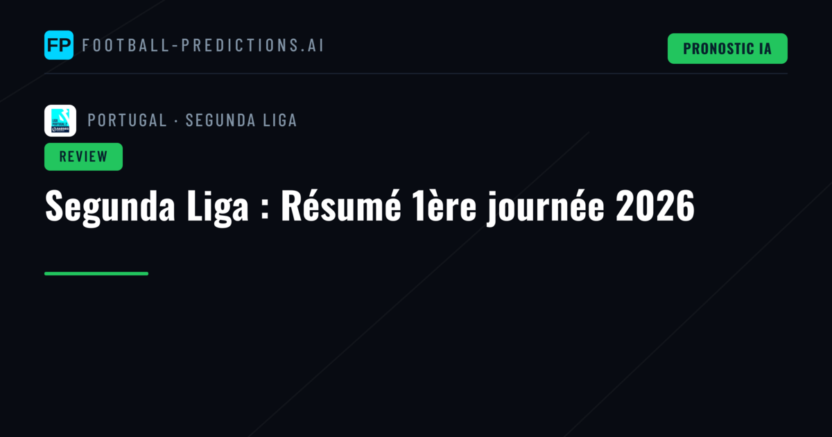Segunda Liga : Résumé 1ère journée 2026