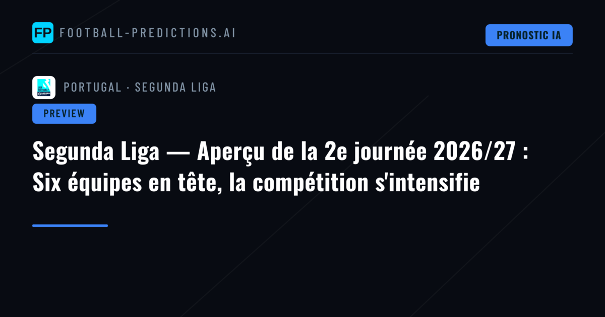 Segunda Liga — Aperçu de la 2e journée 2026/27 : Six équipes en tête, la compétition s'intensifie