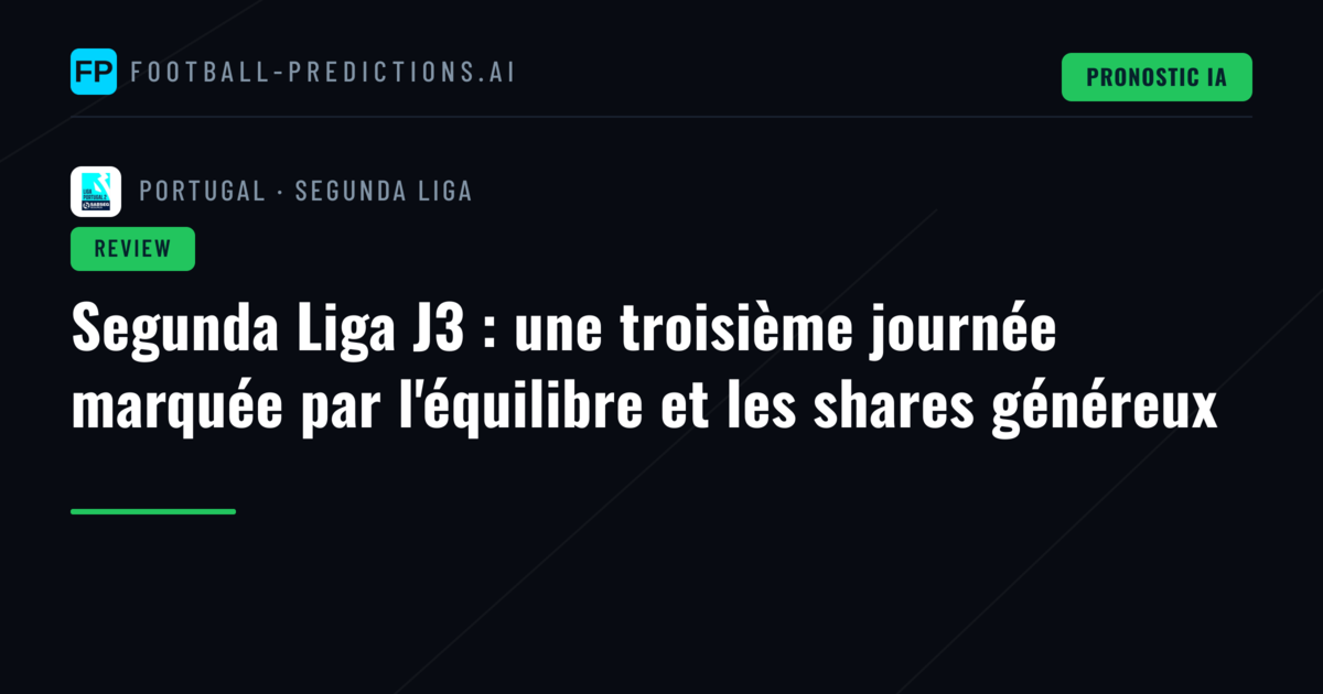 Segunda Liga J3 : une troisième journée marquée par l'équilibre et les shares généreux