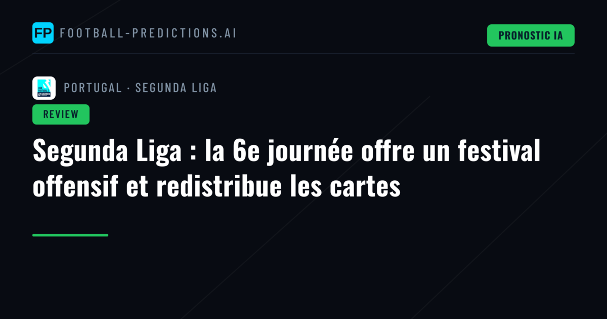Segunda Liga : la 6e journée offre un festival offensif et redistribue les cartes