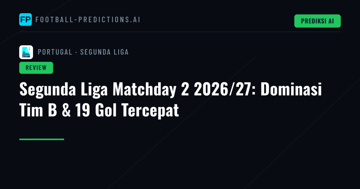 Segunda Liga Matchday 2 2026/27: Dominasi Tim B & 19 Gol Tercepat