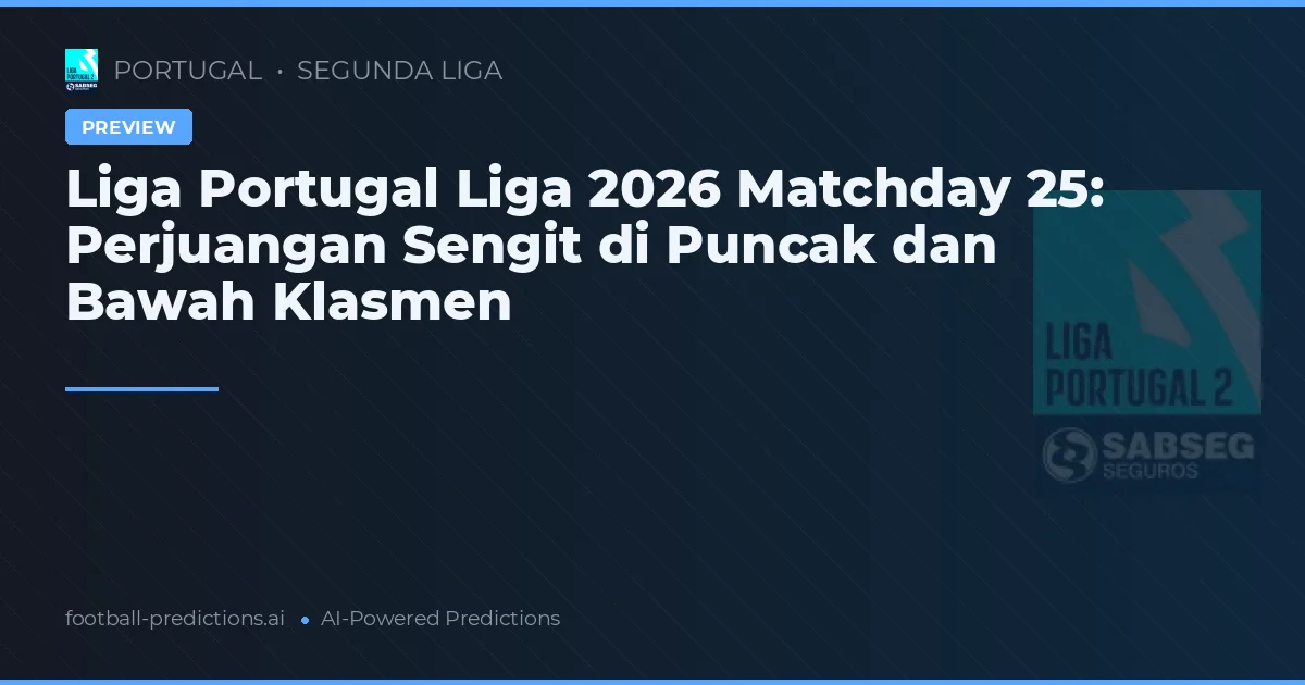 Liga Portugal Liga 2026 Matchday 25: Perjuangan Sengit di Puncak dan Bawah Klasmen