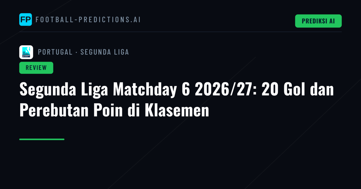 Segunda Liga Matchday 6 2026/27: 20 Gol dan Perebutan Poin di Klasemen