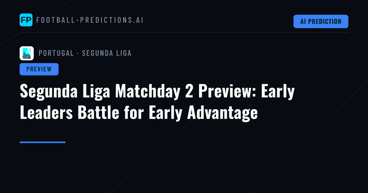 Segunda Liga Matchday 2 Preview: Early Leaders Battle for Early Advantage