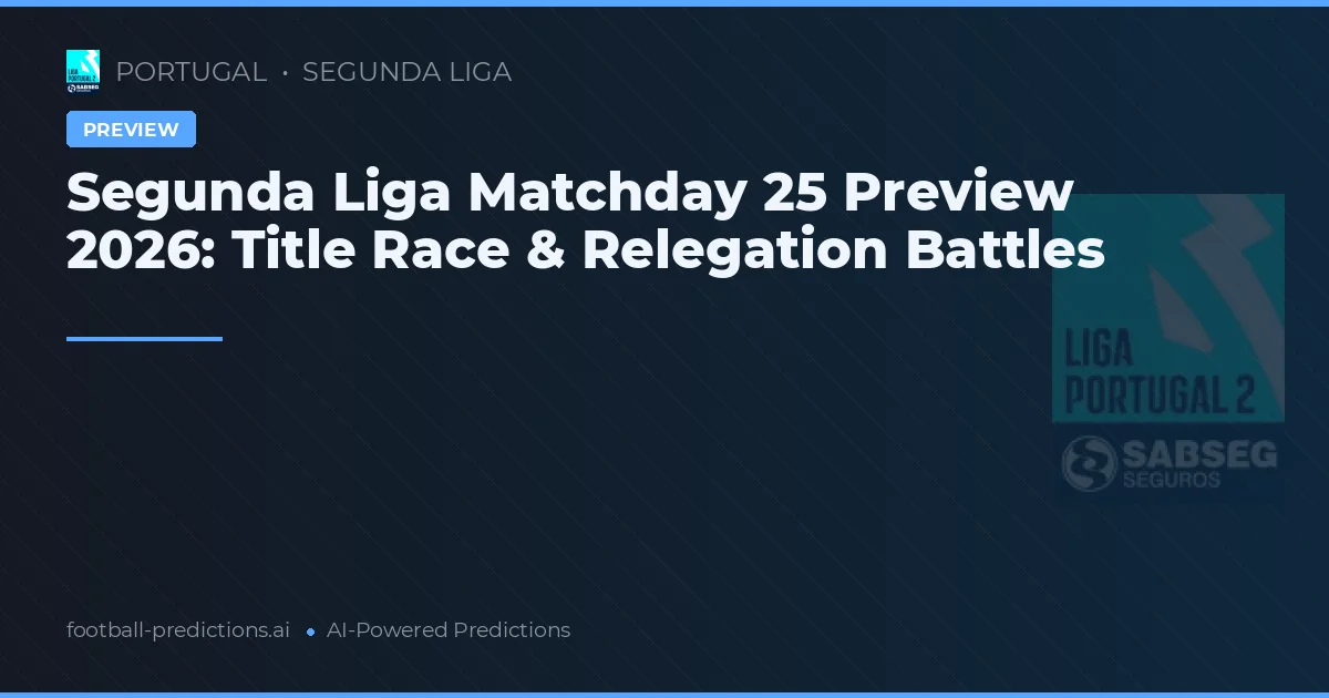 Segunda Liga Matchday 25 Preview 2026: Title Race & Relegation Battles