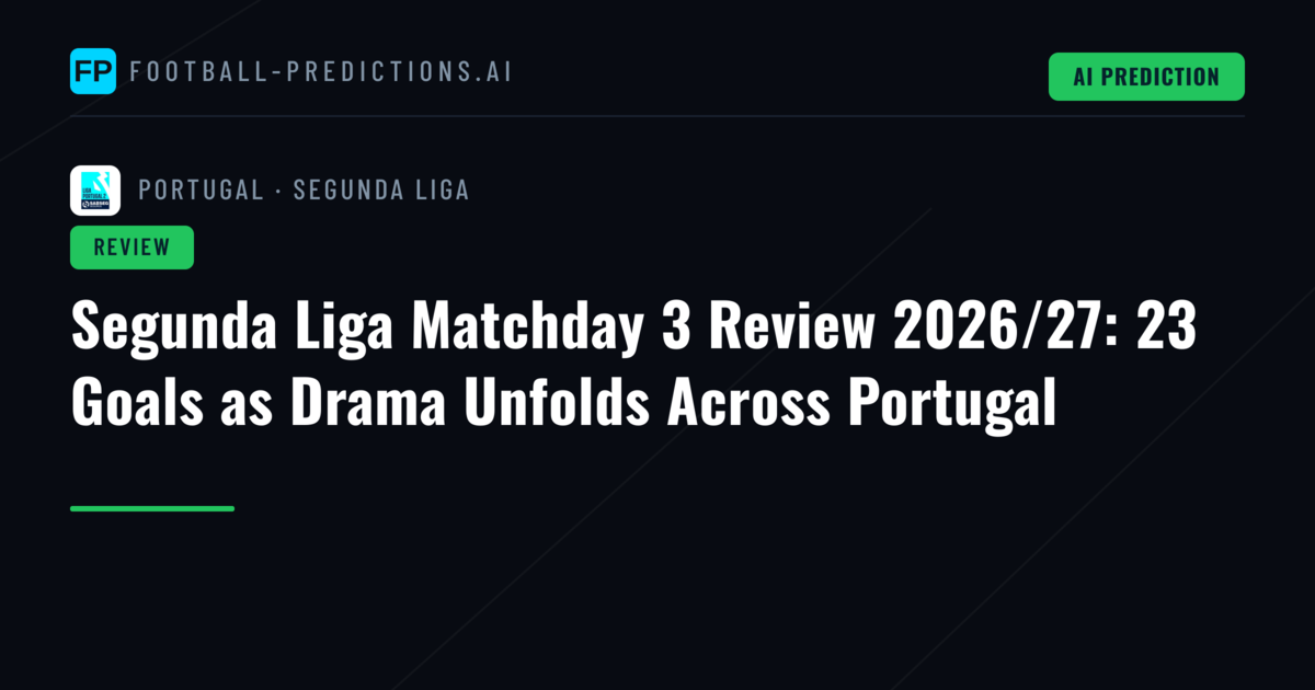 Segunda Liga Matchday 3 Review 2026/27: 23 Goals as Drama Unfolds Across Portugal