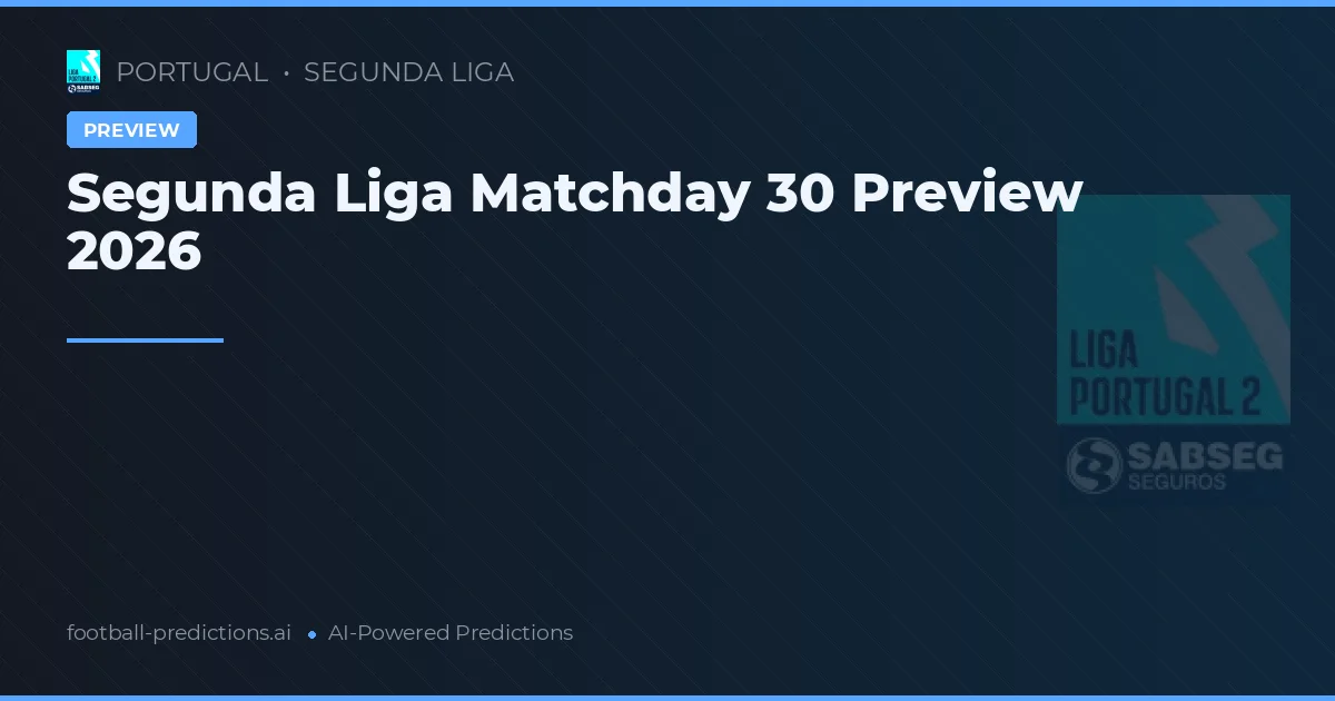 Segunda Liga Matchday 30 Preview 2026
