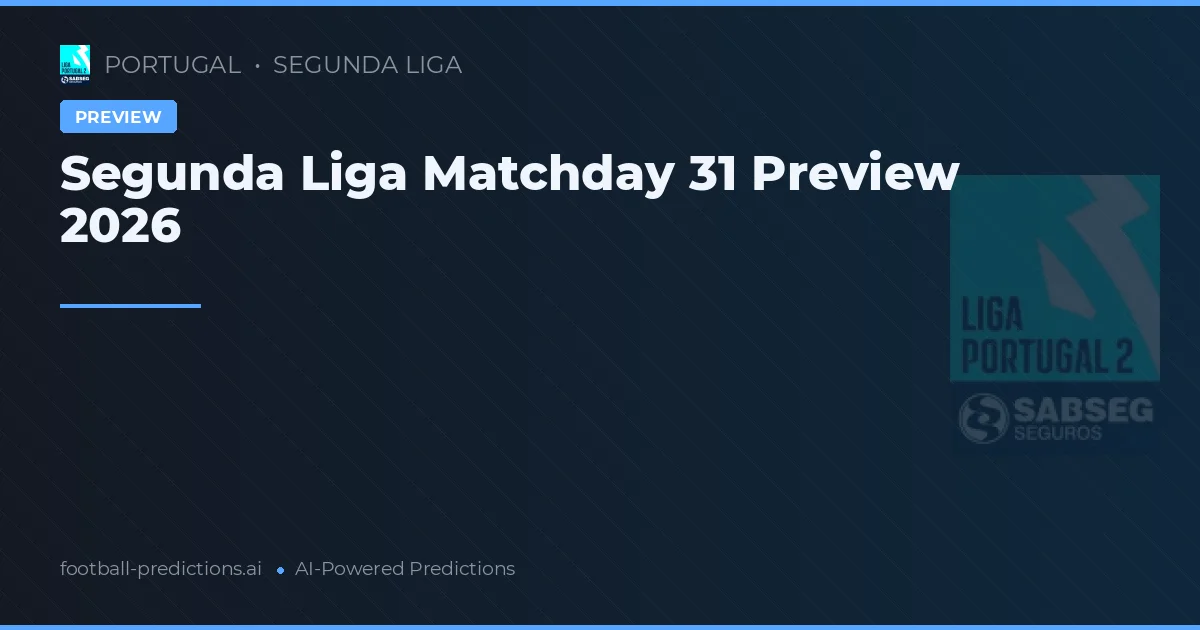 Segunda Liga Matchday 31 Preview 2026