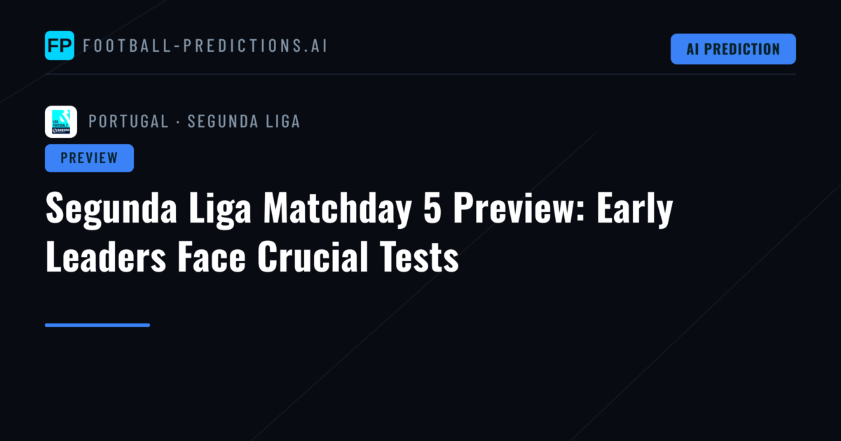 Segunda Liga Matchday 5 Preview: Early Leaders Face Crucial Tests