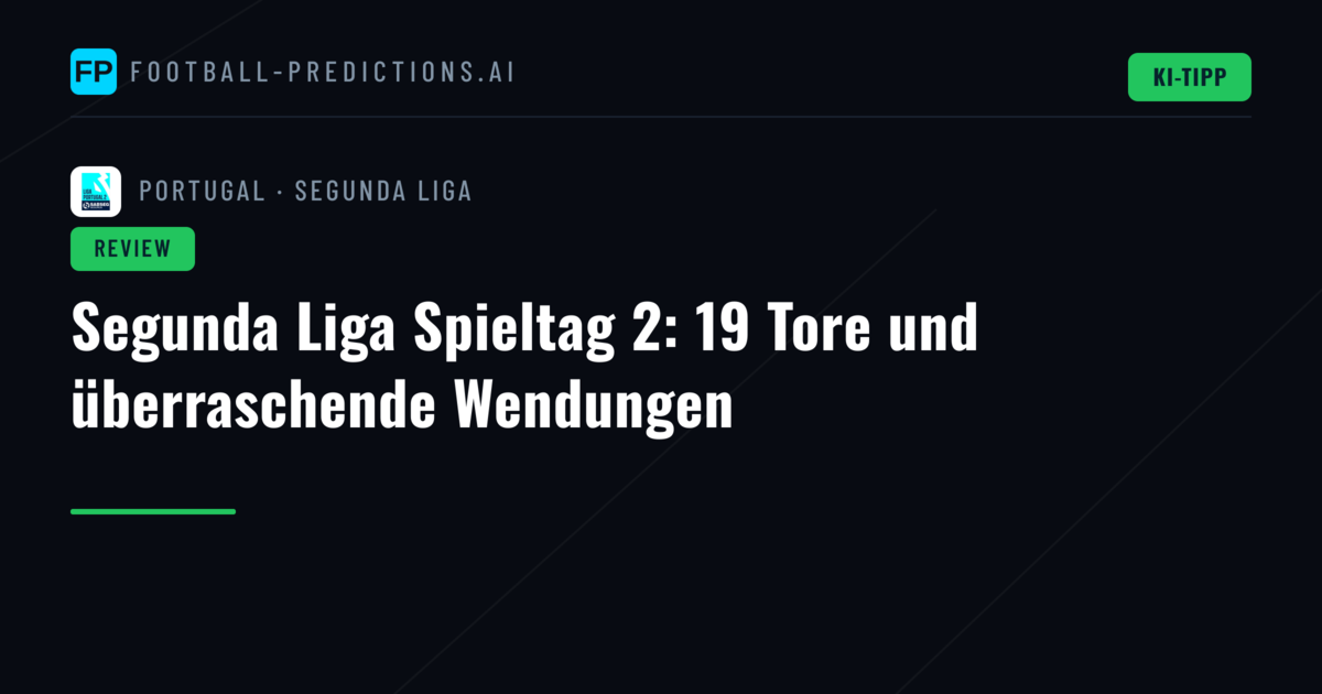 Segunda Liga Spieltag 2: 19 Tore und überraschende Wendungen