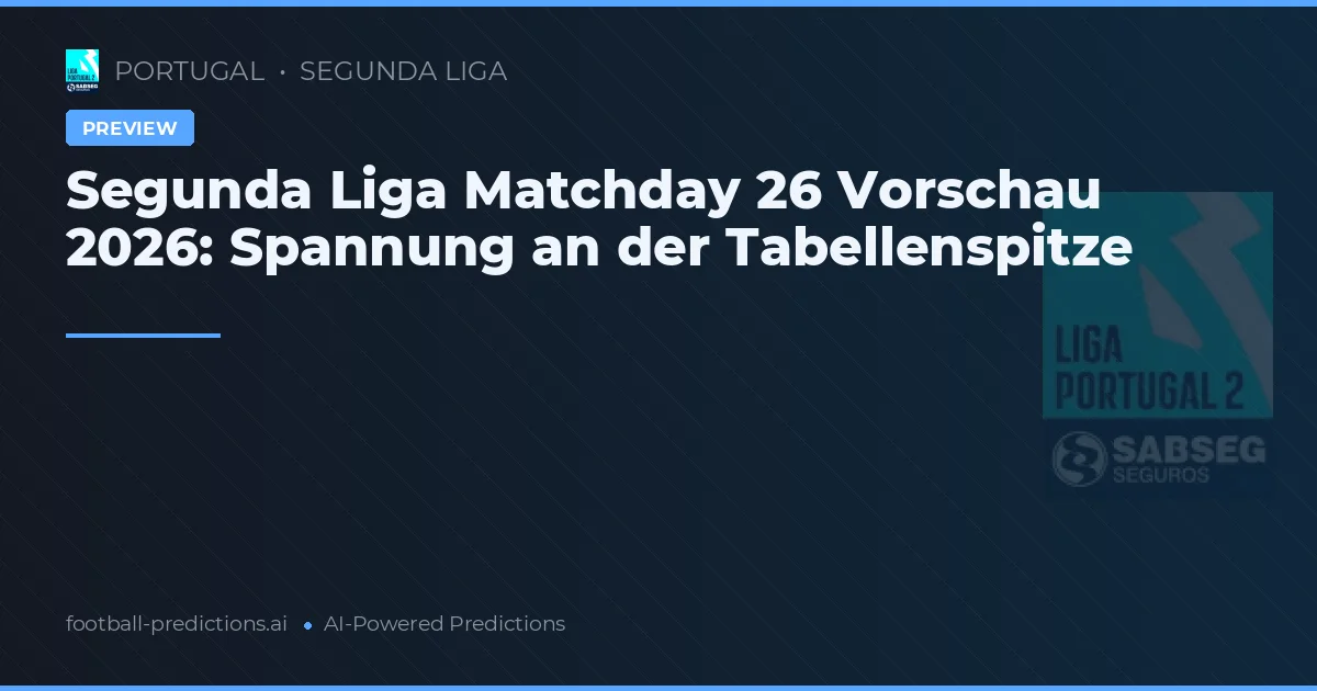 Segunda Liga Matchday 26 Vorschau 2026: Spannung an der Tabellenspitze