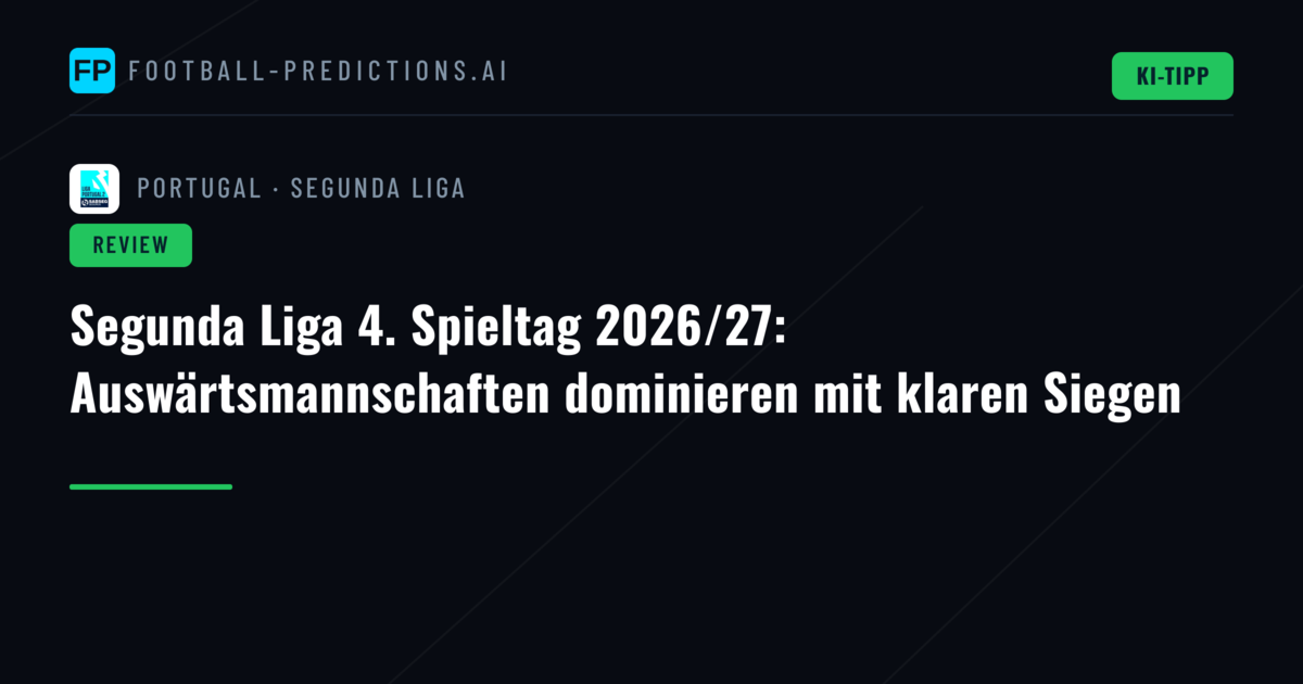Segunda Liga 4. Spieltag 2026/27: Auswärtsmannschaften dominieren mit klaren Siegen