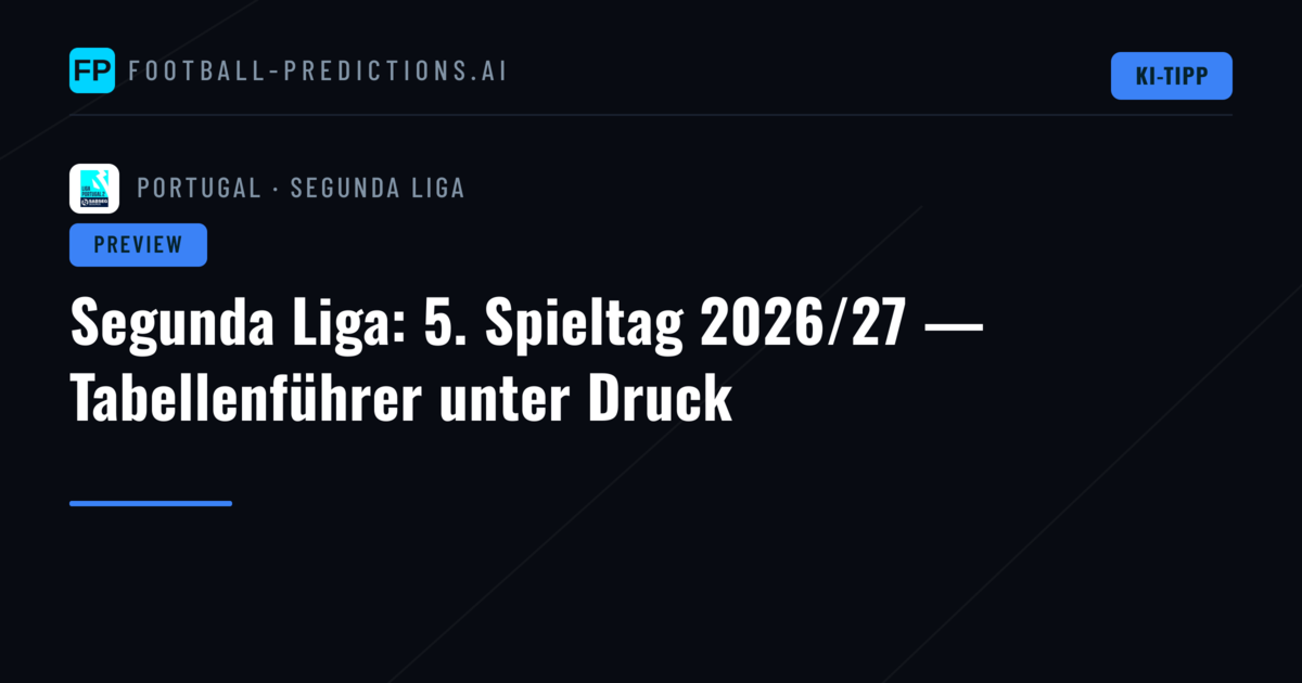 Segunda Liga: 5. Spieltag 2026/27 — Tabellenführer unter Druck
