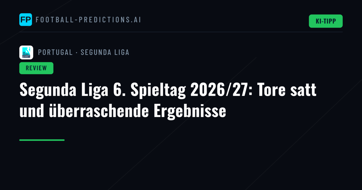 Segunda Liga 6. Spieltag 2026/27: Tore satt und überraschende Ergebnisse