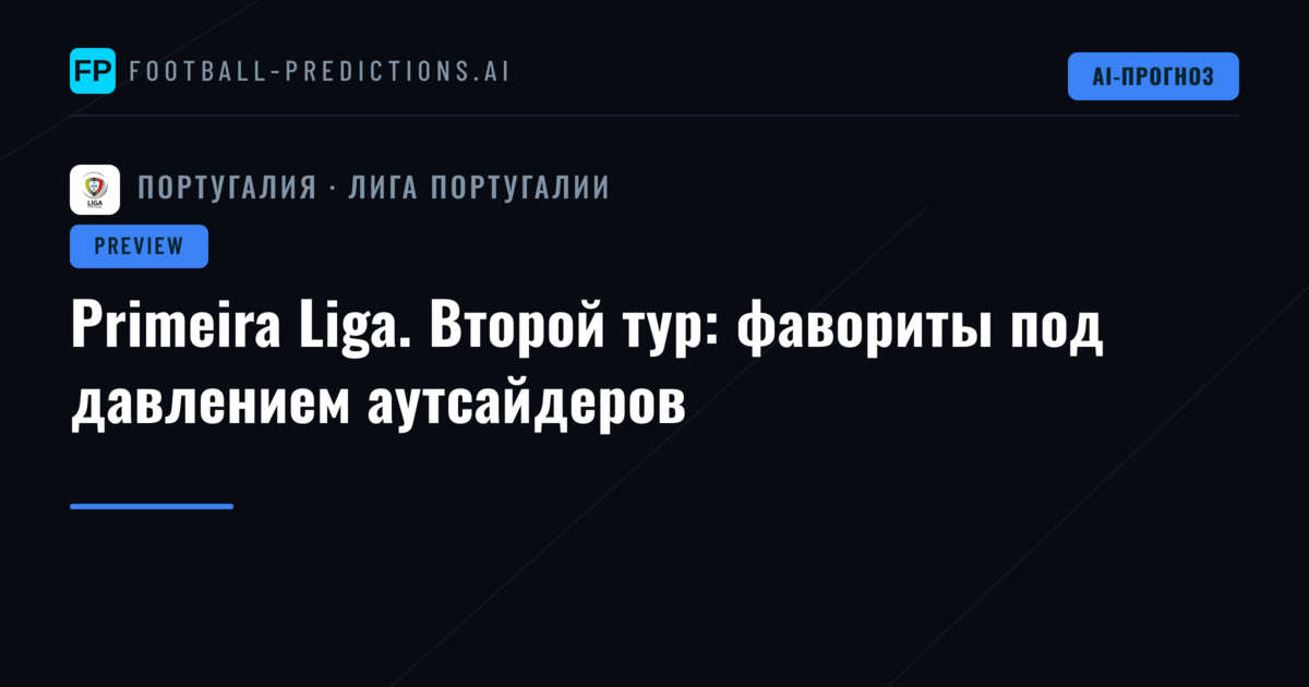 Primeira Liga. Второй тур: фавориты под давлением аутсайдеров