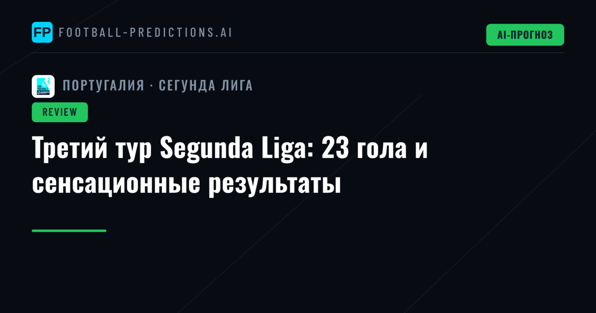 Третий тур Segunda Liga: 23 гола и сенсационные результаты