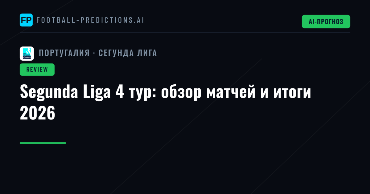 Segunda Liga 4 тур: обзор матчей и итоги 2026