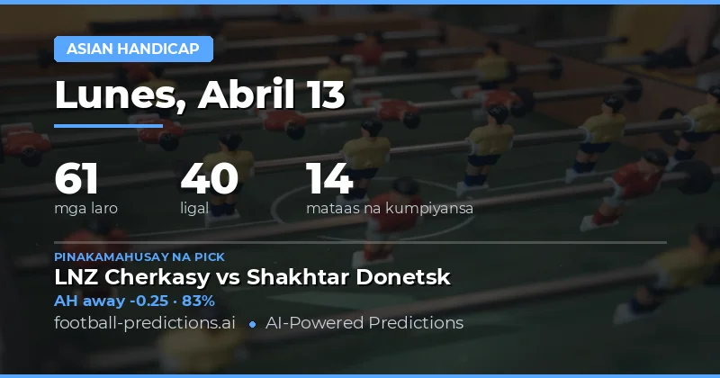 Panlabas na Pagtataya sa Asian Handicap para sa 13 Abril 2026