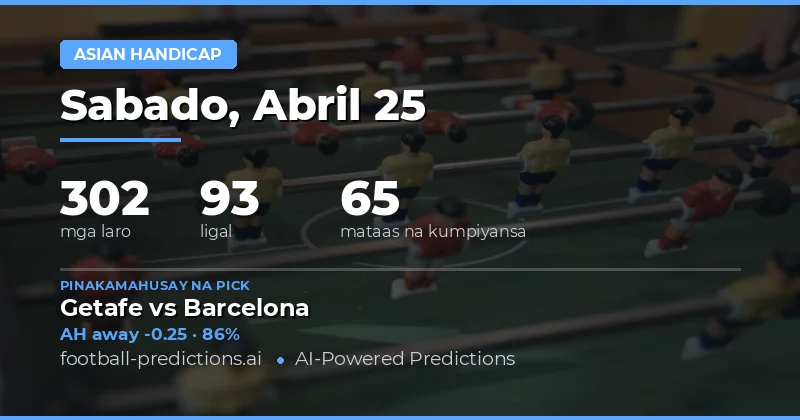 Top Asian Handicap Picks for 25 Apr 2026